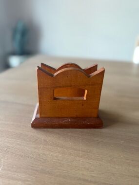 Vintage handmade wooden napkin holder